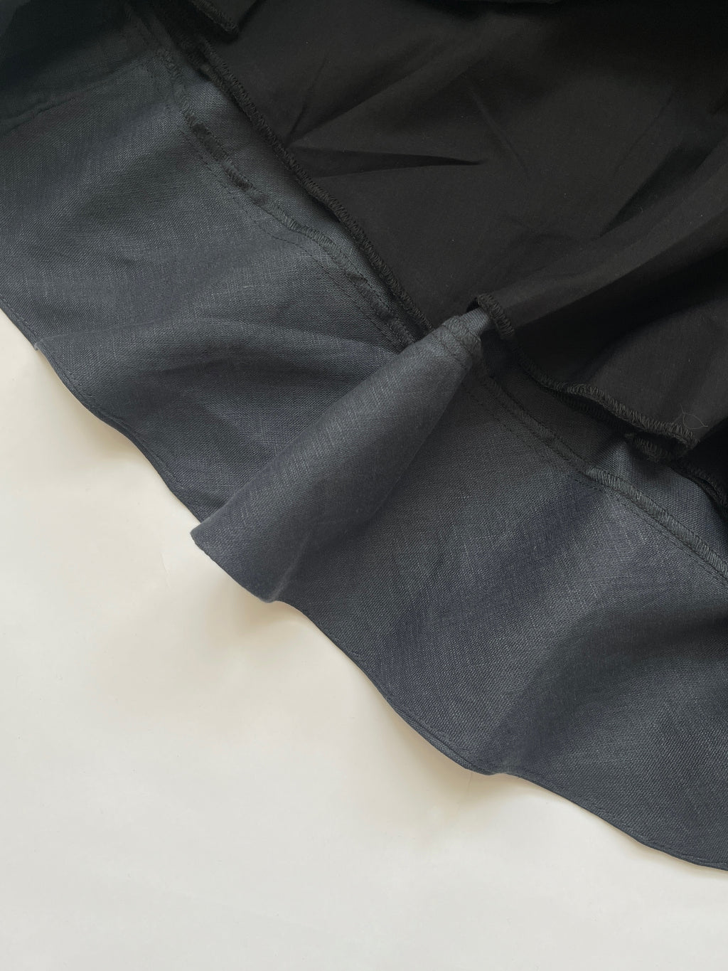 100% pure linen fabric detail of the Linen Flow Skirt with lining cotton